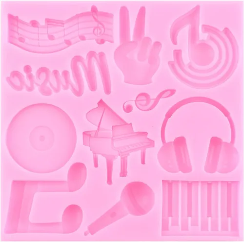 Vista 7 de ZiXiang Juego de 2 moldes de silicona para piano y notas musicales Estilo a