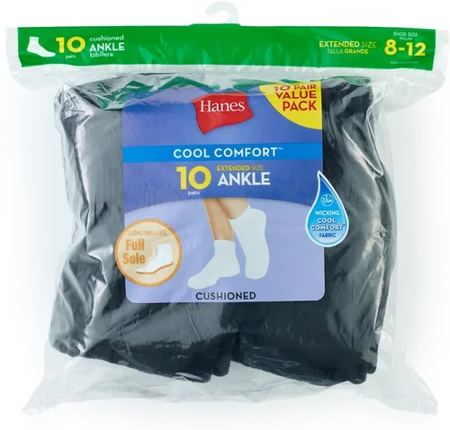 Vista 2 de Hanes Ultimate Women's 6-Pack Comfort Toe Seamed Ankle Socks