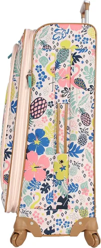 Vista 5 de Lily Bloom Maleta de 3 piezas Softside Spinner Maleta Cabina Rosa Softshell - Juego de equipaje expandible con ruedas giratorias
