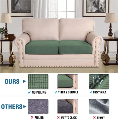 Vista 513 de H.VERSAILTEX Fundas de Cojín de Asiento Individuales Super Elásticas Fundas de Sofá Fundas de Cojín de Sofá Fundas Deslizables Juegos Tela de Sarga