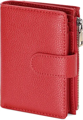 Vista 16 de GAEKEAO Cartera pequeña de cuero vegano con bloqueo RFID plegable para mujer, tarjetero compacto con bolsillo con cremallera y ventana