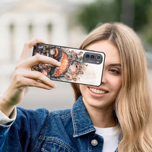 Vista 64 de Funda para Motorola Moto Edge 2022, cubierta trasera de vidrio templado con protector de pantalla, funda protectora a prueba de golpes para Motorola