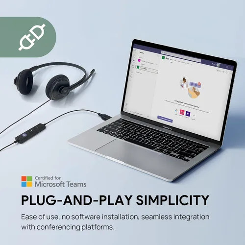 Vista 3 de Yealink Auriculares USB UH34 con micrófono, auriculares estéreo con cable con micrófono de cancelación de ruido, auriculares profesionales