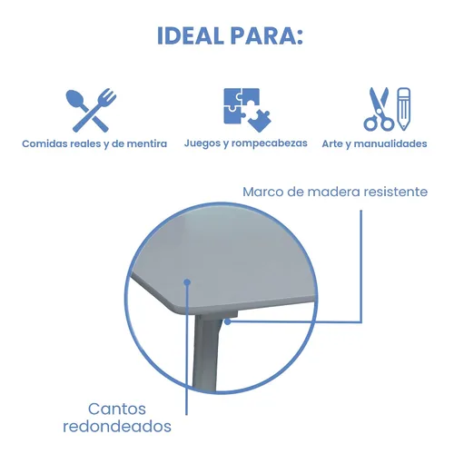 Vista 4 de Delta Children Conjunto de mesa y sillas para niños (4 sillas incluidas), gris/azul