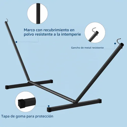 Vista 4 de GarveeLife Hamaca para 2 personas de 57 pulgadas para exteriores, hamaca de algodón con diseño ensanchado con bolsa de transporte y soporte