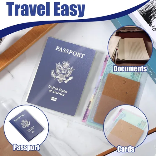 Vista 4 de Funda transparente para pasaporte, protector de pasaporte de plástico impermeable, funda de vinilo para pasaportes para viajes, transparente