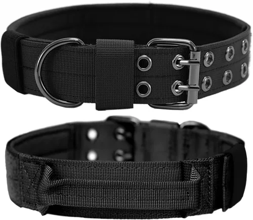 Vista 12 de Collar táctico para perro, collar militar ajustable para perro, collar de entrenamiento de nailon suave con parche, collares de hebilla de metal