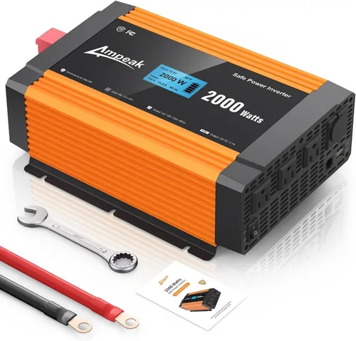 Vista 8 de Ampeak Inversor de potencia de 1500 W, 6.2 A, puertos USB duales, 3 salidas AC, inversor de corriente continua de 12 V a CA 110 V, puerto