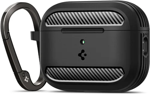 Vista 8 de Spigen Rugged Armor - Funda diseñada para AirPods Pro de 2ª generación 2022/2023 (cable USB-C/Lightning) con mosquetón, color negro mate