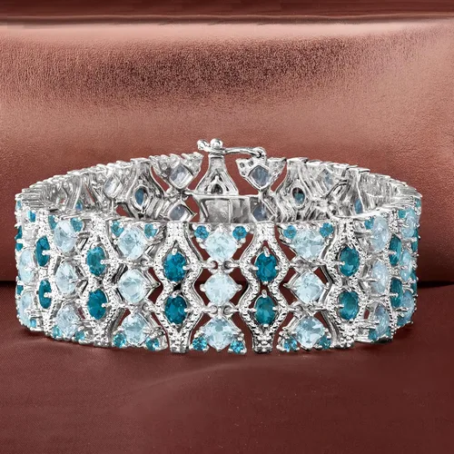 Vista 3 de Ross-Simons 26.75 ct. t.w. London and Sky Blue Topaz Bracelet in Sterling Silver