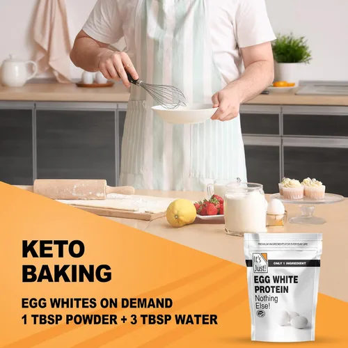 Vista 3 de It's Just! - Polvo de proteína de clara de huevo, proteína de claras de huevo secas, ingrediente para merengue, sin OGM, granjas de EE.UU.