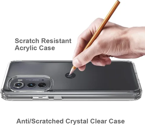 Vista 5 de Kowauri Funda transparente para Motorola Moto Edge 2022 - Parte trasera de policarbonato duro con parachoques delgado de TPU, cubierta protectora a