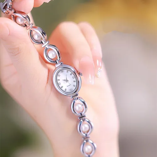 Vista 3 de ADSBIAOYE Elegante reloj de vestir de mujer perla reloj de moda oval dial regalo reloj impermeable para mujer