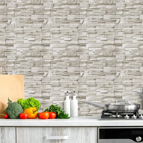 Vista 3 de WENMER Papel tapiz de ladrillo 3D para despegar y pegar de 17.7 x 78.7 pulgadas, papel tapiz de ladrillo sintético, autoadhesivo, extraíble, papel