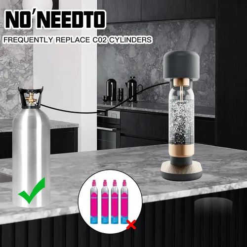 Vista 6 de Adaptador de CO2 para máquina de soda con manguera de 60 pulgadas, conector de tanques de CO2 para fabricante de soda lleno directamente de tanque