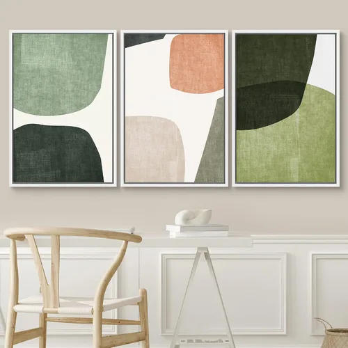 Vista 168 de SIGNWIN Lienzo enmarcado para pared, juego de arte pastel con cadena montañosa, bosque, niebla, naturaleza silvestre, ilustraciones modernas, arte