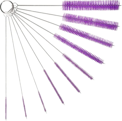 Vista 16 de Juego de cepillos de limpieza de tubos de 10 pulgadas, paquete de 5 cepillos pequeños de nailon extra largos con asas flexibles para botellas Negro