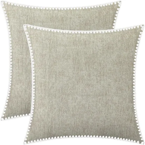 Vista 80 de BRAWARM Fundas de almohada 40x40 cm - Paquete de 2 fundas de almohada de chenilla negra, fundas de almohada de chenilla suave teñida sólida