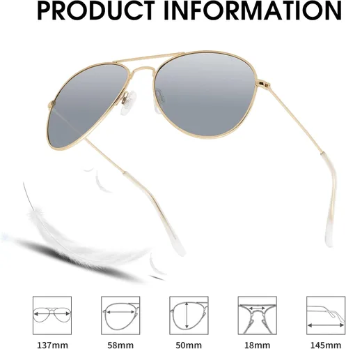 Vista 5 de JOOX Polarized Aviator Sunglasses for Women Men, UV400 Protection Lens and Lightweight Metal Pilot Frame