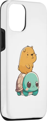 Vista 3 de Funda para iPhone 15 con diseño de tortuga y conejillo de indias para hombres, mujeres y niños