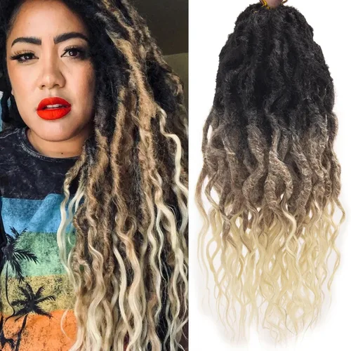 Vista 53 de Rizos de cabello sintético tejido en crochet de 16 pulgadas, 8 paquetes, Rizos de cabello tejido en crochet pre-enlazados con extremos rizados