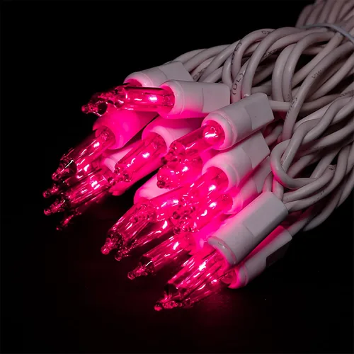 Vista 2 de MULTI-SPARKING Luces de Navidad Rosadas 35 Unidades - Luces Incandescentes Rosadas Mini en Cadena para Decoraciones de Navidad y Día de San Valentín