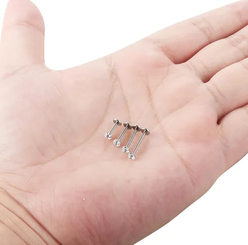 Vista 6 de ORAZIO 4-8 Pcs 18G Stainless Steel Nose Piercing Lip Rings Studs Ear Piercings 6mm