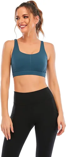 Vista 7 de Running Girl - sujetador deportivo para mujer, con tirantes acolchados y espalda cruzada, para yoga, de soporte mediano y con copas extraíbles