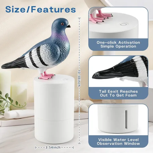 Vista 2 de Dispensador de Jabón de Espuma Bird of Peace - Divertido Lavamanos de Inducción de Caca de Paloma Dispensador Automático de Jabón para Cocina y Baño