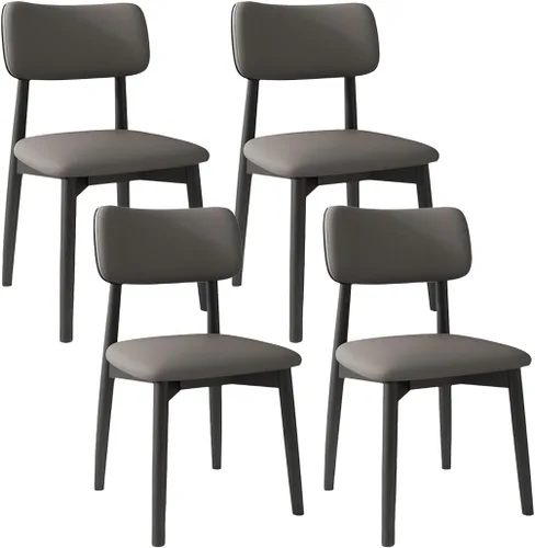 Vista 28 de YVYKFZD Solid Wood Dining Chairs, Kitchen Chairs Set with Curved Backrest, Leather Upholstered Dining Room Chair, Armless Living Room Chair, for