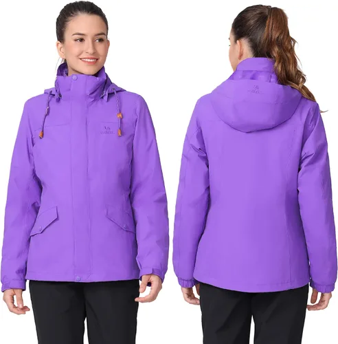 Vista 3 de Chaqueta de esquí de invierno para mujer chaqueta impermeable 3 en 1 abrigo aislado rompevientos para exteriores moda