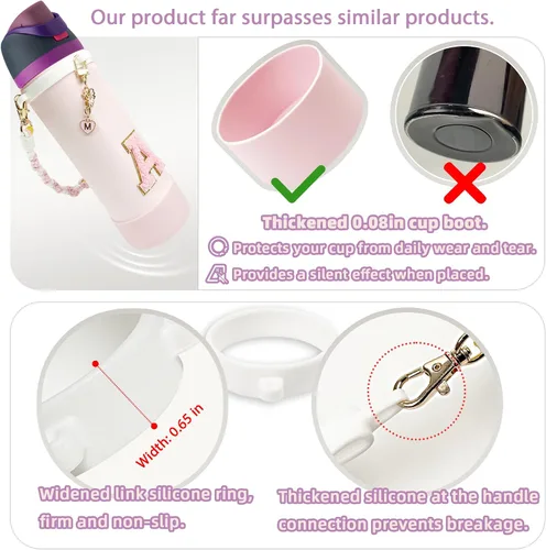 Vista 28 de SITKOL Juego de Monogramas Bonitos de Silicona Compatible con Botella de Agua Owala 24 oz, 32 oz, 40 oz - Accesorios Perfectos con la Letra Owala