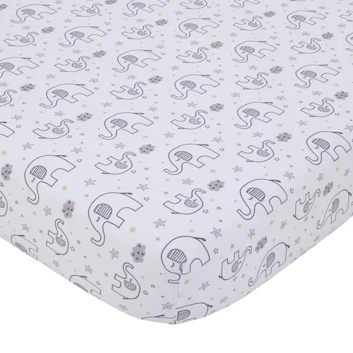 Vista 5 de Little Love by NoJo Modern Roaming - Sábana bajera ajustable geométrica gris y blanco para cuna