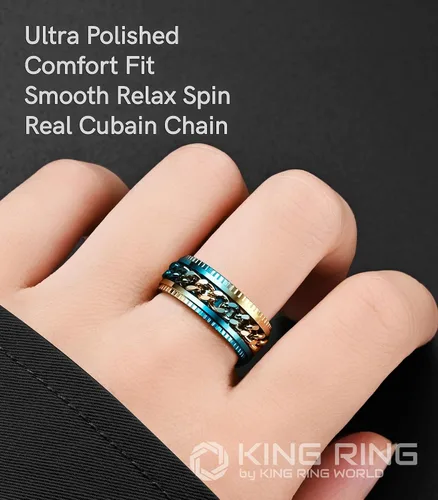 Vista 4 de King Ring Anillos Super Spinner de 0.315 in Segunda edición de anillos de acero inoxidable premium para hombres y mujeres Diseñado en Estados