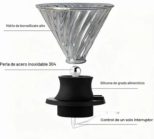Vista 5 de BeeCa Clever - Gotero de café todo en uno, cafetera de inmersión de vidrio