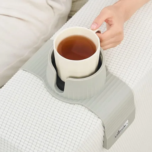 Vista 10 de Soporte para tazas de sofá, Elimiko, soporte de silicona para bebidas con soporte grande mejorado, para Negro