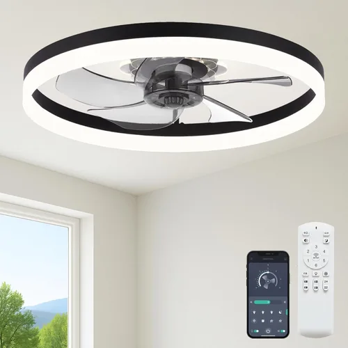 Vista 11 de Fszdorj 20'' Ceiling Fan with Light, Upgraded Low Profile Ceiling Fan with Light, Dimmable Flush Mount Ceiling Fan with Light, Fan light, 6 Speeds