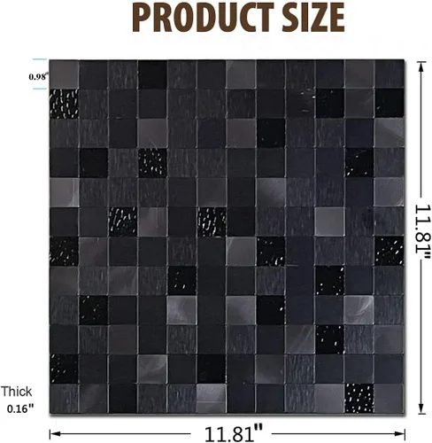 Vista 5 de Panel de 10 hojas autoadhesivas 3D para cocina, paneles autoadhesivos de mosaico de aluminio metálico para pared, 11.81 x 11.81 x 0.15 pulgadas, 4.8