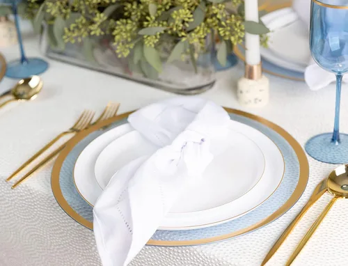 Vista 7 de PARTY BARGAINS Platos de plástico desechables de 6.3 pulgadas, platos de postre resistentes para bodas, fiestas, catering, eventos, elegantes platos