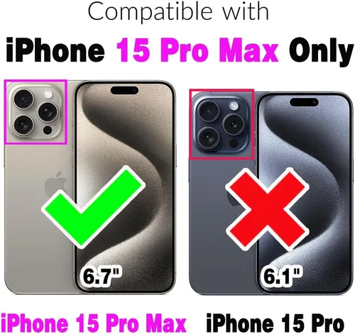 Vista 2 de Asuwish Funda compatible con iPhone 15 Pro Max de 6.7 pulgadas y protector de pantalla de vidrio templado, ranura para tarjetero, funda