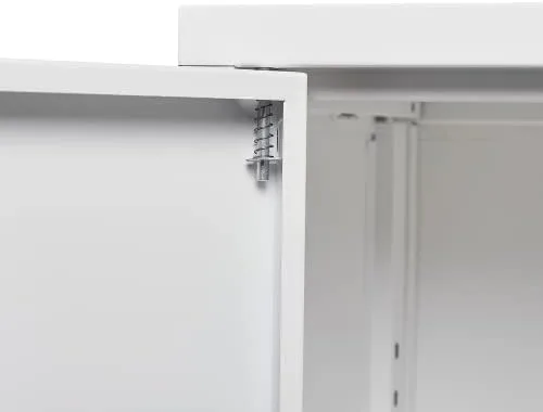 Vista 7 de Armario de almacenamiento de metal con puertas y 3 estantes, armario de garaje de acero con cerradura de espacio grande de 42 pulgadas