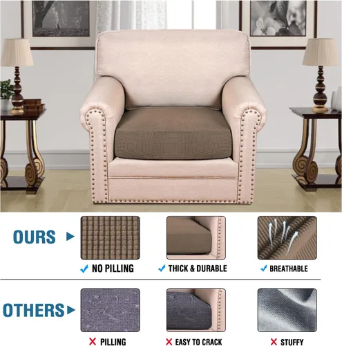 Vista 307 de H.VERSAILTEX Fundas de Cojín de Asiento Individuales Super Elásticas Fundas de Sofá Fundas de Cojín de Sofá Fundas Deslizables Juegos Tela de Sarga