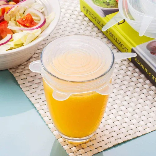 Vista 5 de Paquete de 4 fundas elásticas de silicona para latas - Tapas de almacenamiento de alimentos para mascotas y seres humanos Reusable Universal