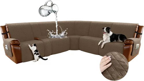 Vista 113 de Arfntevss Fundas para sofá seccional reclinable para sofá seccional en forma de L, funda antideslizante lavable para sofá reclinable con forma de L