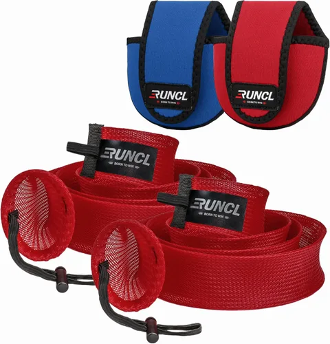 Vista 12 de RUNCL Fundas para caña de pescar y bolsas de carrete, calcetines de caña de hilar/fundición y cubiertas de carrete de spinning/baitcasting, solución