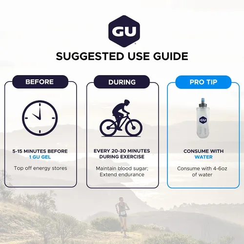 Vista 5 de GU Energy Original Sports Nutrition - Geles energéticos, 24 unidades, vegano, sin gluten, kosher y sin lácteos, energía sobre la marcha