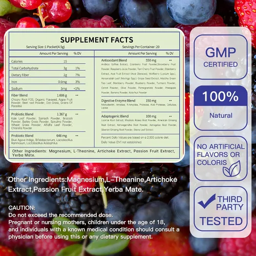 Vista 2 de Newpie Superfoods Happy Cleaner - Polvo probiótico y probiótico con sabor a sandía, fibra orgánica, sin azúcar, salud intestinal, antioxidante