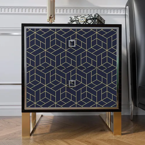 Vista 5 de VaryPaper Papel tapiz geométrico hexagonal azul marino de 17.7 x 78.7 pulgadas, para pegar y despegar, papel de contacto geométrico decorativo