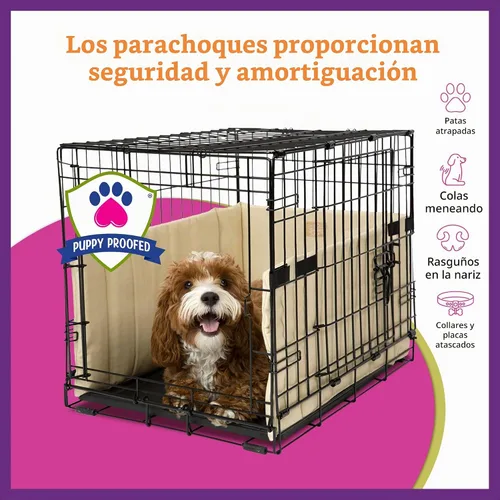 Vista 7 de Pet Dreams Parachoques para jaulas para perros, cómodo forro y protector de cola de perro para jaula interior, se adapta a jaulas iCrate de 18, 24