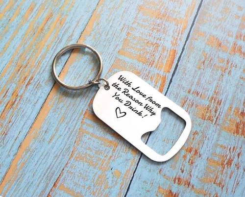 Vista 3 de Llavero abrebotellas de cerveza con el amor de la razón por la que bebes regalo para el día de San Valentín para marido novio regalo para el día